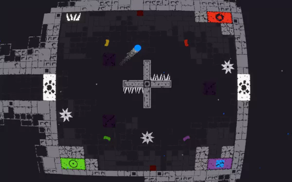 HD desktop wallpaper featuring a QOMP2 video game scene with colorful elements on a dark background.