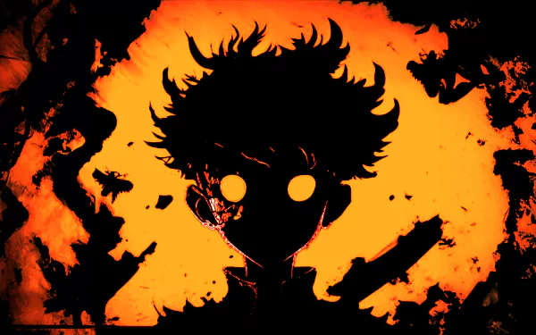 An HD desktop wallpaper featuring a striking anime character silhouette against a fiery orange background, embodying the vibrant energy of phonk culture.