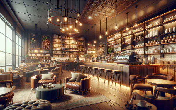 Cozy bar interior with warm lighting and shelves of bottles, HD desktop wallpaper and background.