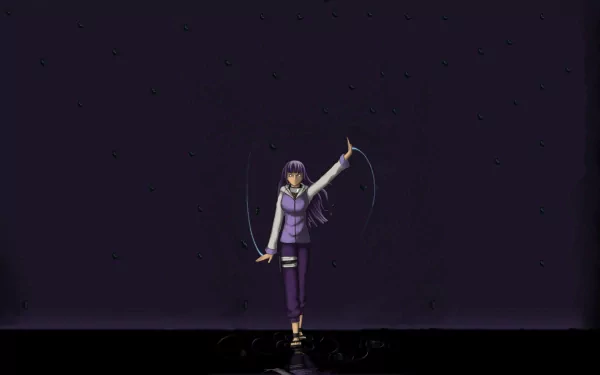 HD desktop wallpaper featuring Hinata Hyuga from the anime Naruto, posing against a dark background.