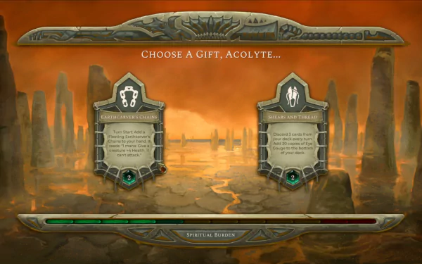 HD desktop wallpaper featuring the 'Choose a Gift, Acolyte' selection screen from a video game with Acolyte of the Altar theme.