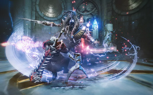 HD wallpaper featuring action scene from Perfect New World video game with characters in combat.