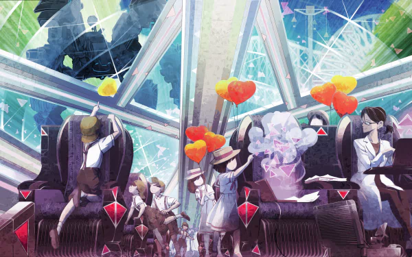 HD wallpaper featuring artistic depiction of characters from the video game SaGa Emerald Beyond, suitable as a vibrant desktop background.