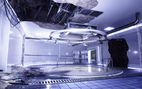 HD wallpaper of Deceit 2 video game featuring a dilapidated medical room with futuristic equipment and scattered debris, showcasing eerie game atmosphere.