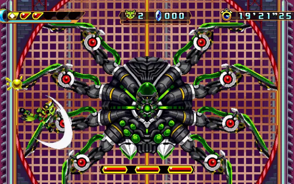 HD desktop wallpaper of Freedom Planet 2 video game featuring a boss battle scene.