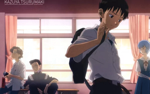 4K Ultra HD desktop wallpaper featuring Shinji Ikari and Rei Ayanami from the anime Evangelion: 1.0 You Are (Not) Alone in a softly lit classroom scene.