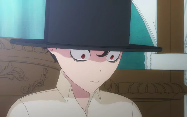 A detailed HD desktop wallpaper featuring the Duke from The Duke of Death and His Maid, showcasing his thoughtful expression and iconic hat in a beautifully illustrated setting.