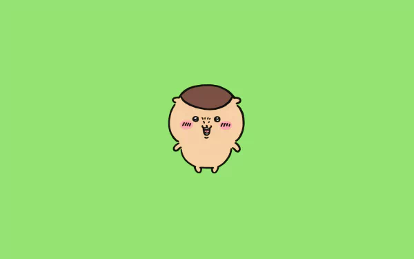 Chiikawa anime character centered on a green background, HD desktop wallpaper.