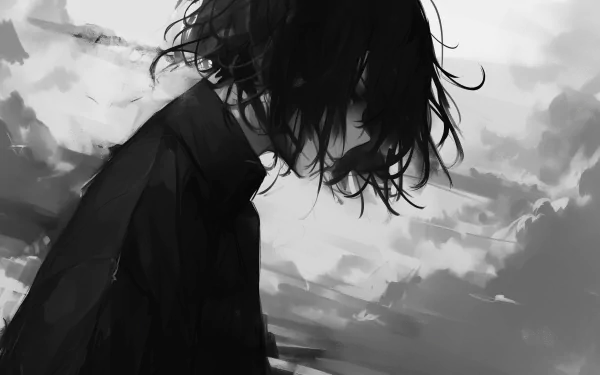 Gothic anime character with black hair in emo style, HD wallpaper and background.