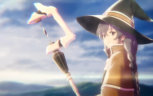 4K Ultra HD desktop wallpaper featuring Roxy Migurdia from the anime Mushoku Tensei: Jobless Reincarnation, set against a bright, cloudy sky background.