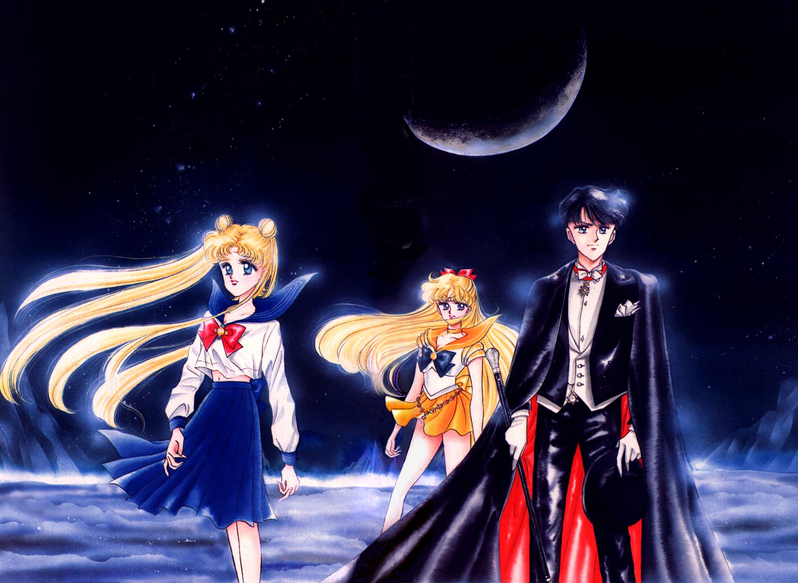 Sailor Moon desktop wallpaper featuring an anime character.