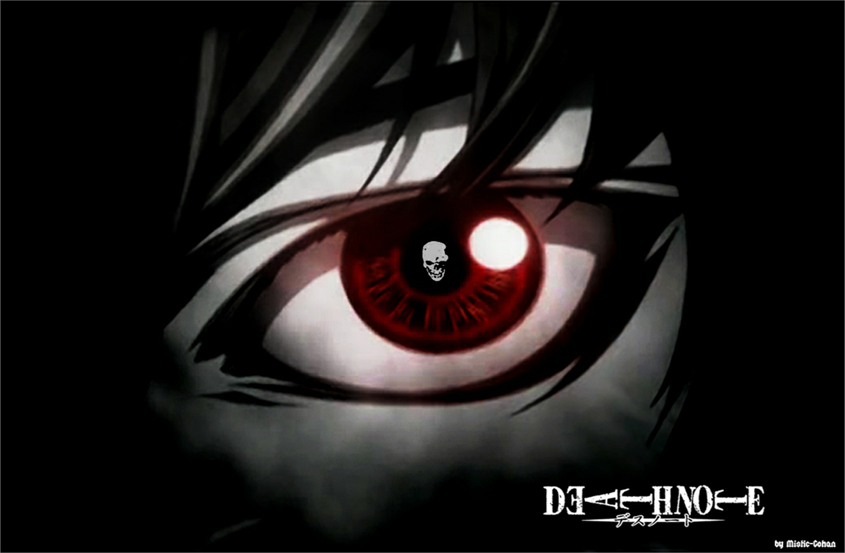 Anime character holding a Death Note, surrounded by dark ambiance