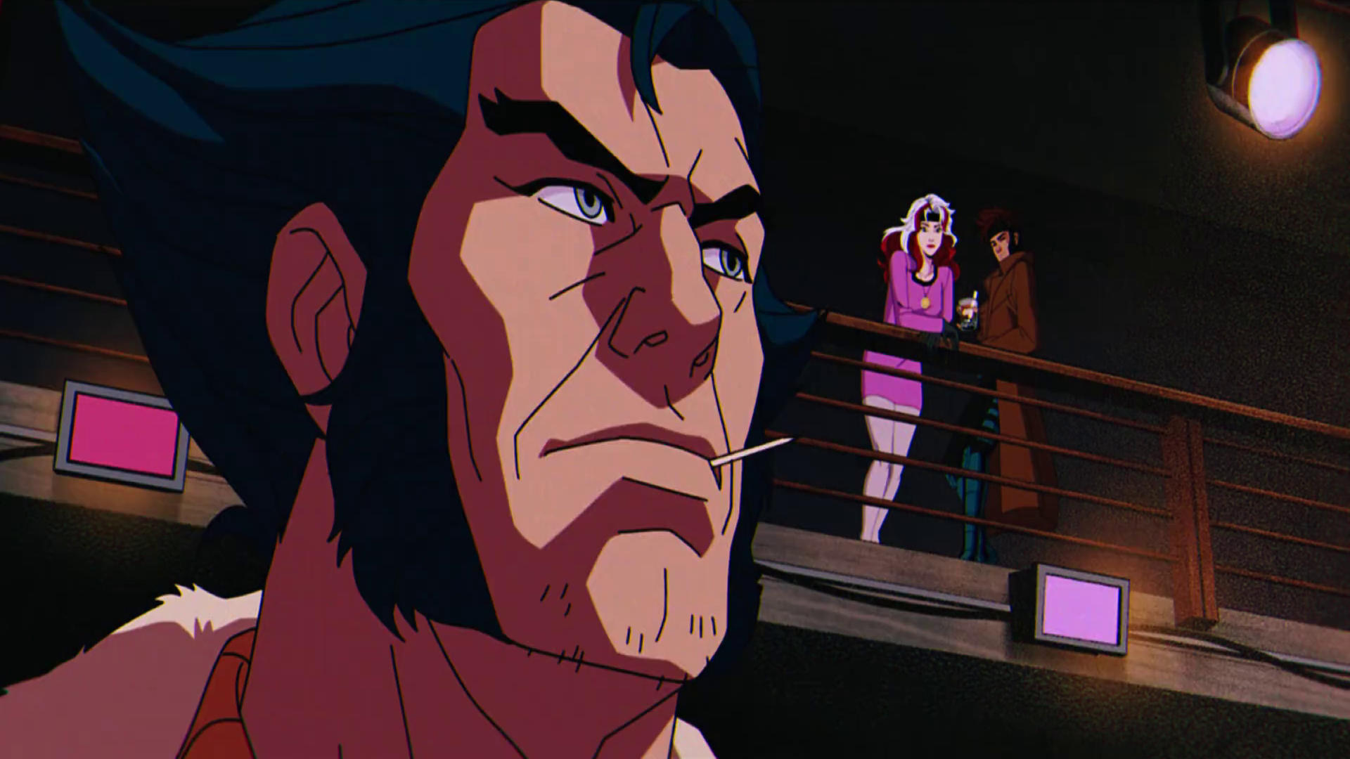 Wolverine, Gambit, and Rogue from Marvel Comics featured in a vibrant HD desktop wallpaper, creating an action-packed TV show-inspired background.