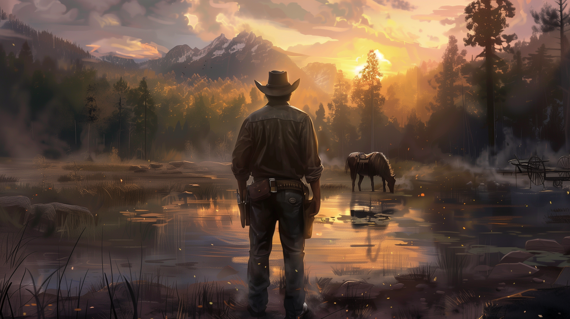 Cowboy Sunset Landscape - HD Wallpaper by patrika | 2912x1632 ...