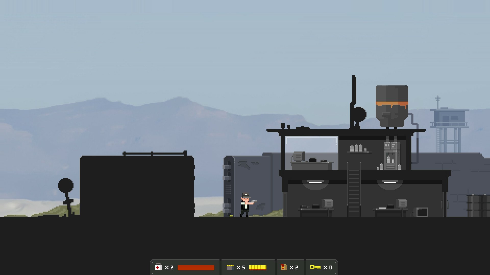 HD desktop wallpaper and background of the video game The Final Station, featuring a character navigating a silhouetted industrial setting against a mountain backdrop.