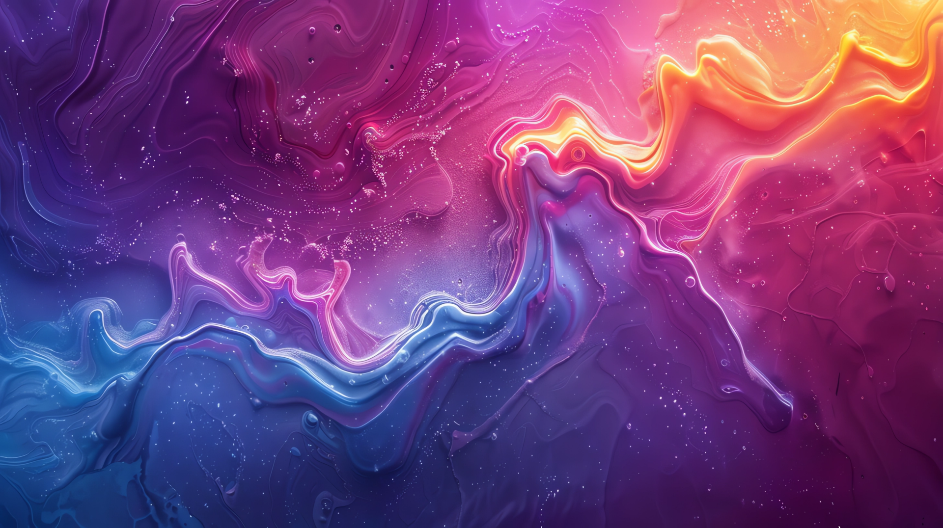 Abstract fluid AI art with flowing curves and a soft glow in vibrant pink, purple, and blue hues, rendered in high definition as a dynamic PC desktop wallpaper background.
