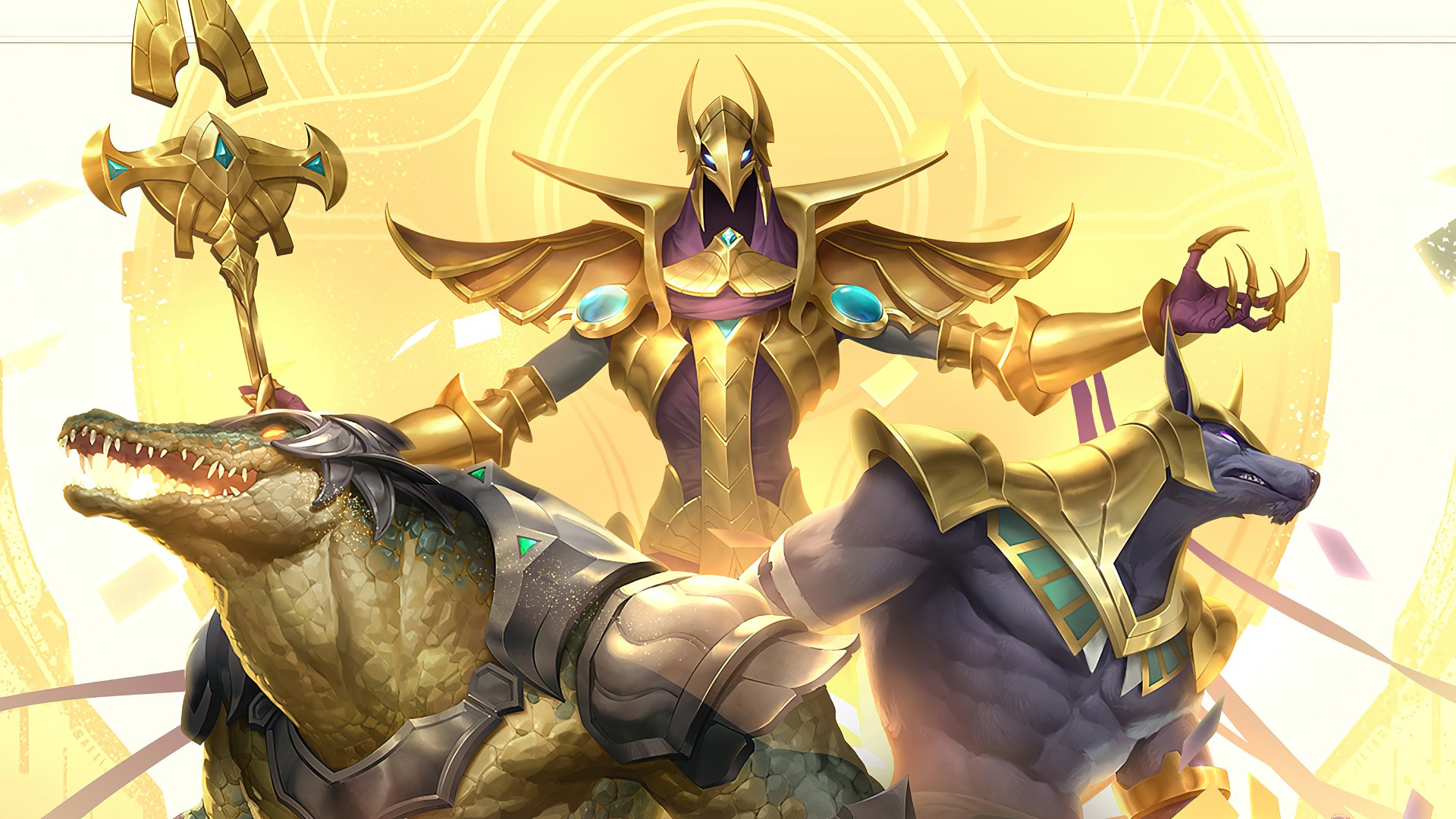 HD desktop wallpaper featuring League of Legends characters Azir, Nasus, and Renekton. The trio is depicted in a vibrant and dynamic scene, showcasing their distinct and powerful appearances.