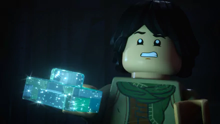 HD desktop wallpaper from LEGO Star Wars: Rebuild the Galaxy, showing a LEGO character holding glowing cubes.