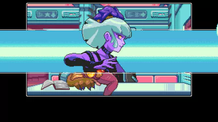 HD desktop wallpaper featuring a pixel art character from the video game Read Only Memories: NEURODIVER, set in a futuristic environment.