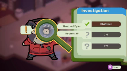 HD desktop wallpaper of the video game Duck Detective: The Secret Salami, featuring a duck in a red jacket with a magnifying glass, revealing investigation details.