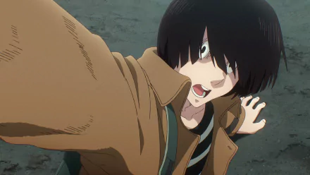 Anime character from Dead Dead Demon's Dededede Destruction looking distressed, set against a dark background. HD desktop wallpaper.