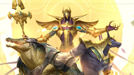 HD desktop wallpaper featuring League of Legends characters Azir, Nasus, and Renekton. The trio is depicted in a vibrant and dynamic scene, showcasing their distinct and powerful appearances.