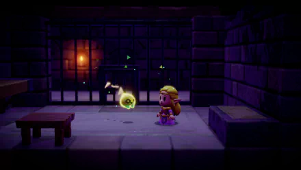 HD desktop wallpaper featuring a scene from the video game The Legend of Zelda: Echoes of Wisdom. Shows a character in a dungeon with a glowing ghost-like creature.