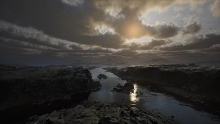 virtual reality water coast sun cloud HD Desktop Wallpaper | Background Image