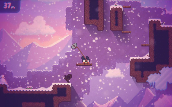 HD desktop wallpaper of “Bread & Fred” video game featuring characters navigating a snowy, mountainous landscape with pixel art graphics.