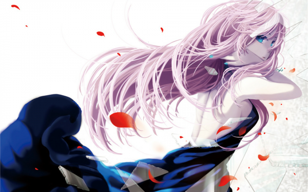 Anime Vocaloid Luka Megurine Pink Hair Blue Eyes Long Hair Petal Dress Blue Dress HD Wallpaper | Background Image