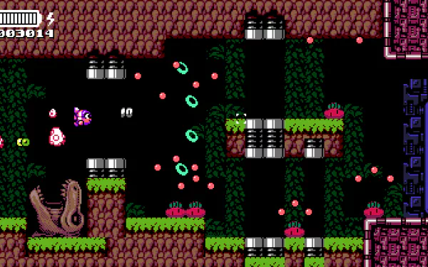 A vibrant HD desktop wallpaper and background featuring an action-packed scene from the video game UFO 50, depicting an intense, pixelated alien environment with various colorful projectiles and enemies.