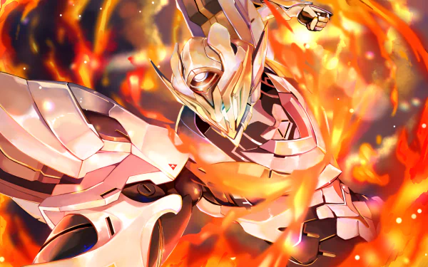 HD desktop wallpaper of Sam from the video game Honkai: Star Rail, depicted in dynamic armor amidst fiery, vibrant background.