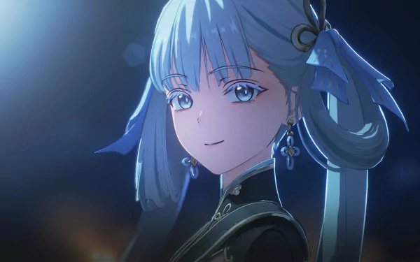 A stunning HD wallpaper featuring Jinhsi from the video game Wuthering Waves, showcasing her vibrant blue hair and captivating expression against a dynamic background.