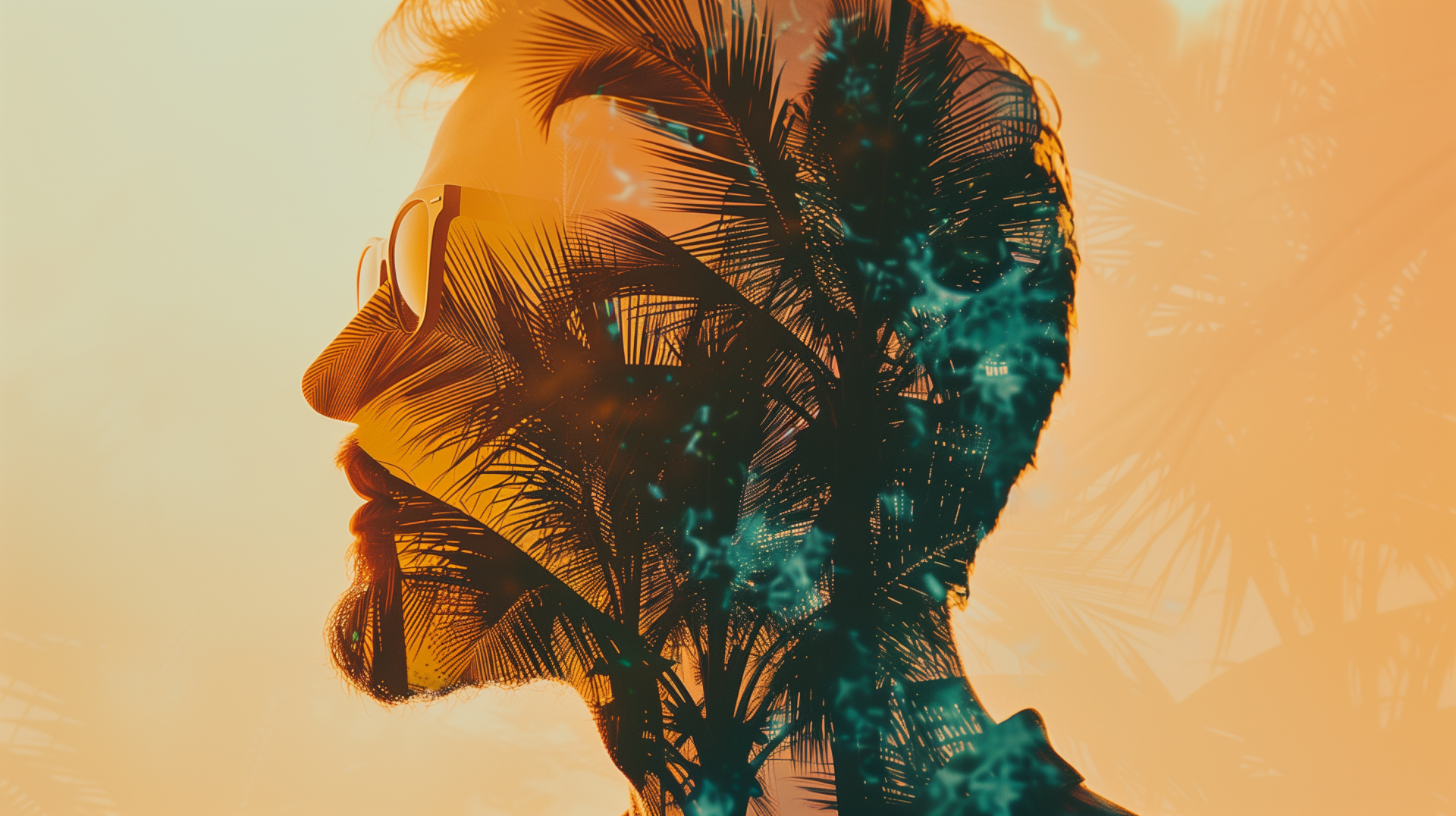 A man enjoying summer vibes, featured as a vibrant HD desktop wallpaper and background, capturing the essence of warmth and relaxation.