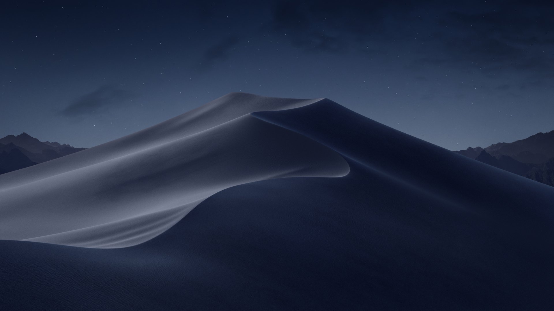 A captivating HD desktop wallpaper featuring a serene night landscape inspired by desert dunes, designed for macOS users who appreciate minimalist aesthetics.