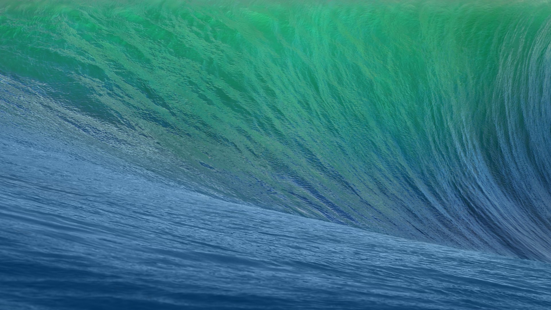 A vibrant HD desktop wallpaper featuring a wave in shades of green and blue, embodying the essence of macOS aesthetics.