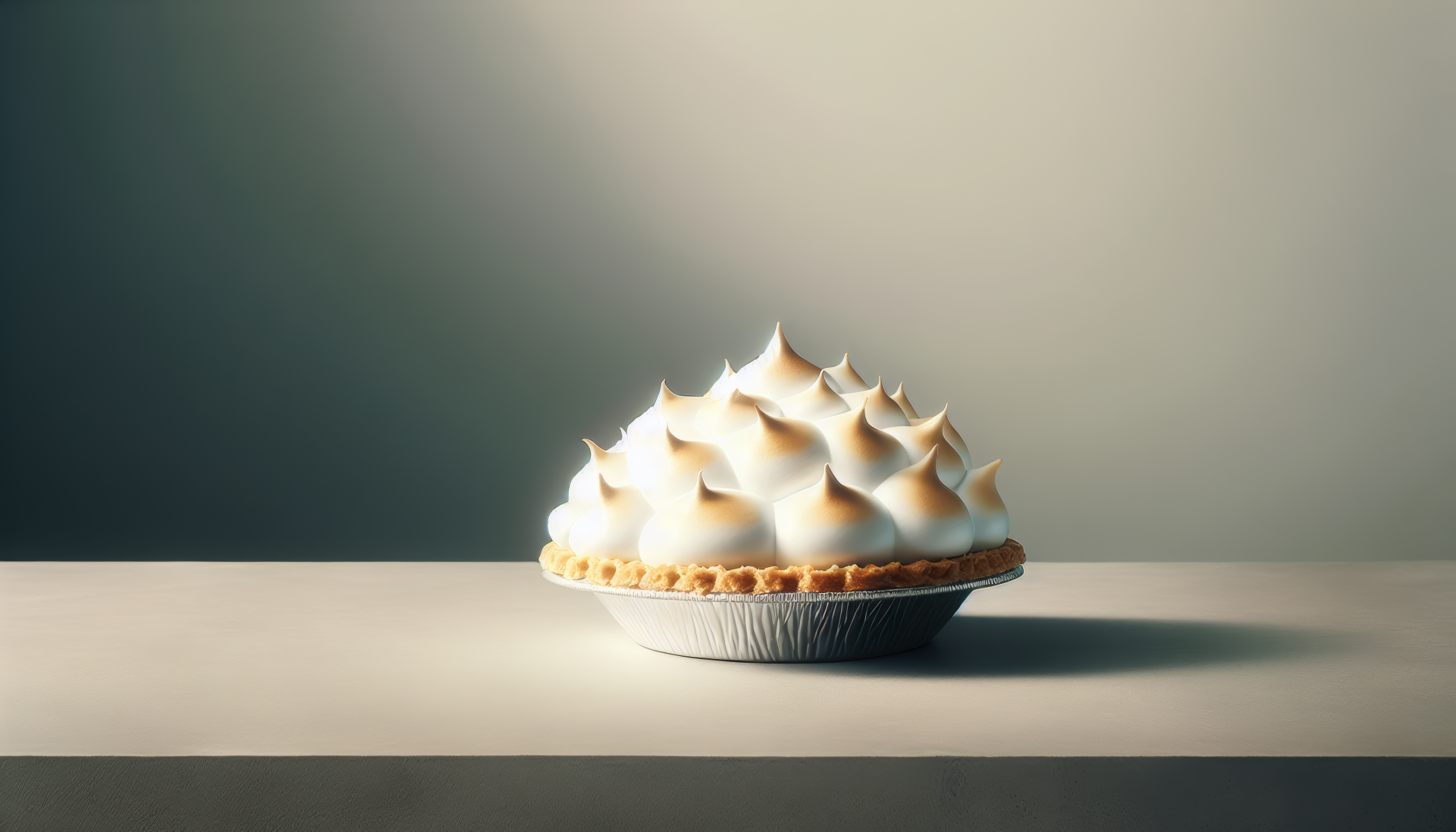 A stunning HD wallpaper featuring a lemon meringue pie, showcasing its golden crust and beautifully textured meringue peaks against a minimalist background.