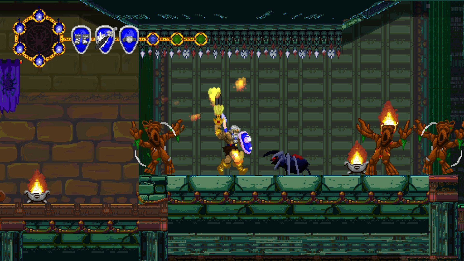 HD desktop wallpaper featuring imagery from the video game Volgarr the Viking II, showcasing its rich graphics and engaging design elements.