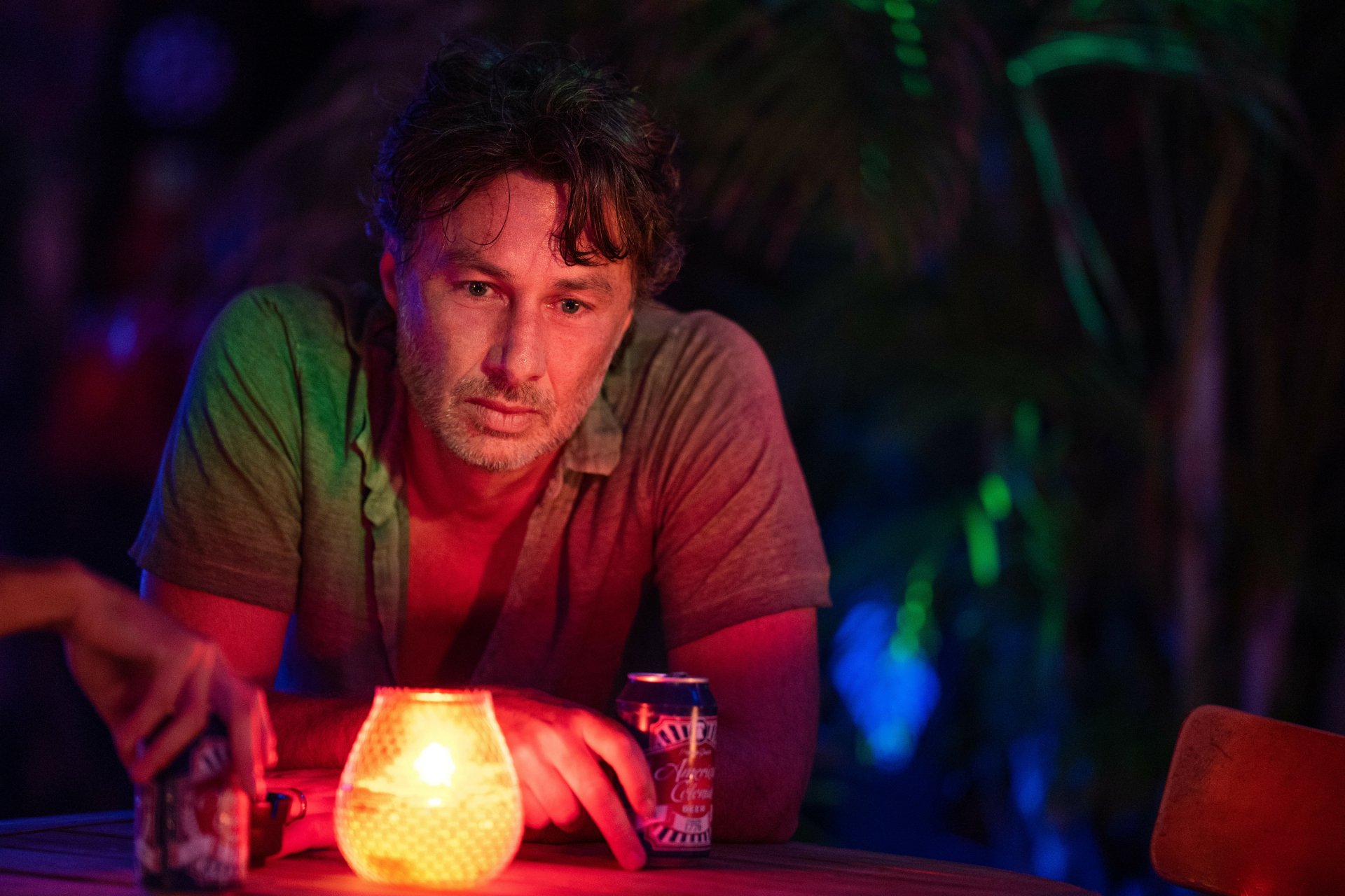 HD wallpaper featuring scenes from the TV show Bad Monkey, showcasing Zach Braff in a vibrant and engaging design. A striking background for fans of the series.