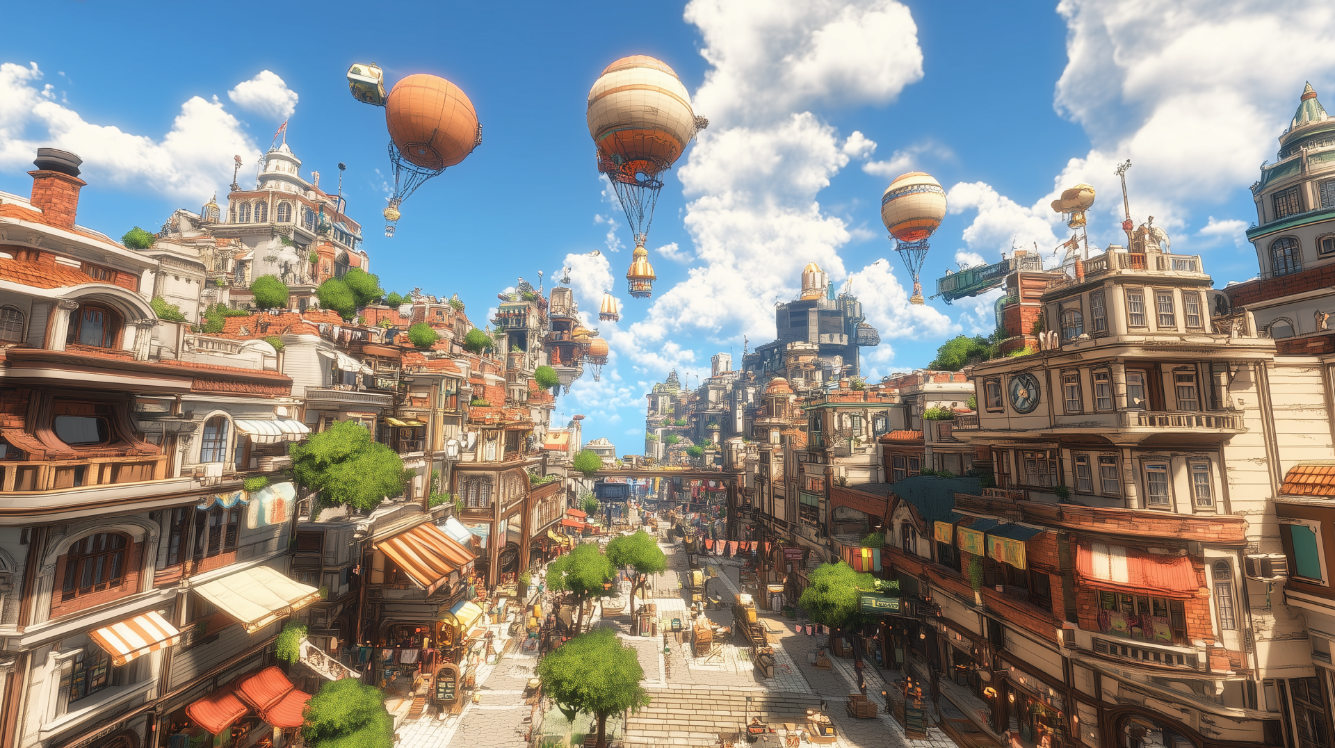 A stunning HD wallpaper of a futuristic steampunk city, showcasing intricate architecture and innovative designs that blend vintage aesthetics with advanced technology.
