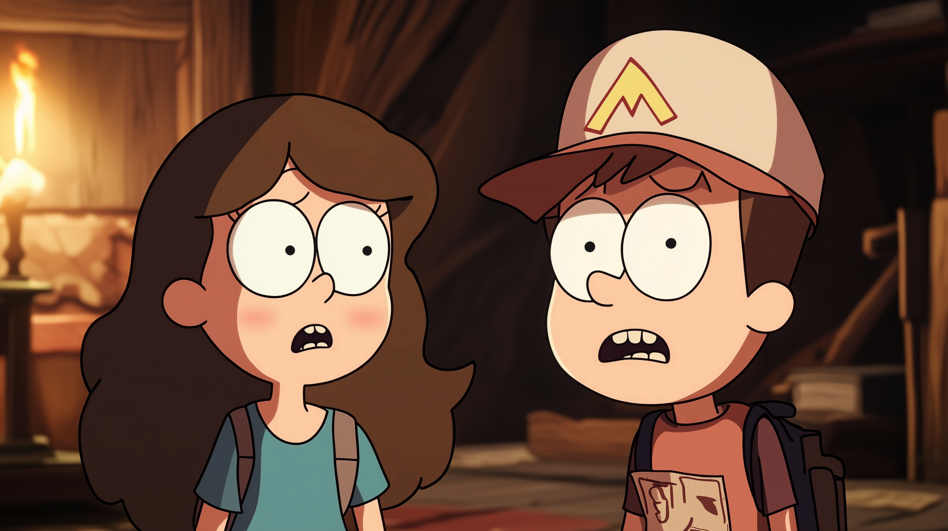 HD desktop wallpaper featuring Mabel and Dipper Pines from the TV show Gravity Falls, capturing the fun and adventurous spirit of the beloved animated series.