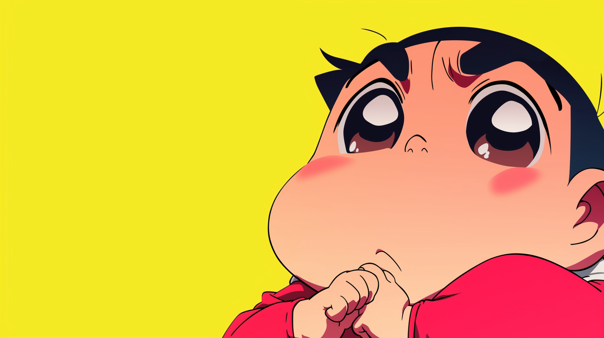 A vibrant HD desktop wallpaper featuring Shinchan Nohara from the anime Crayon Shin-chan, showcasing the beloved character in a playful and energetic pose.