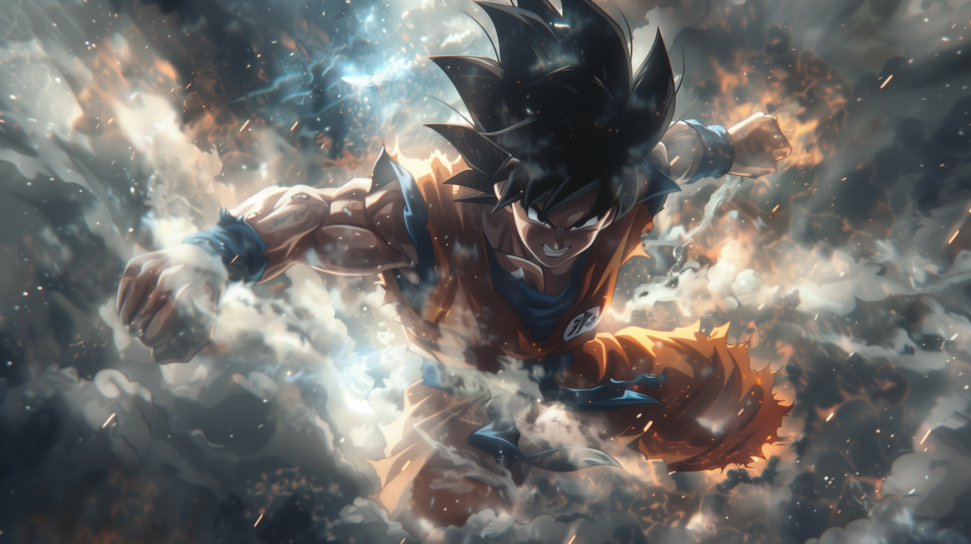 A dynamic HD desktop wallpaper featuring Goku from Dragon Ball. The image showcases vibrant colors and powerful energy effects, capturing the essence of this iconic anime character.