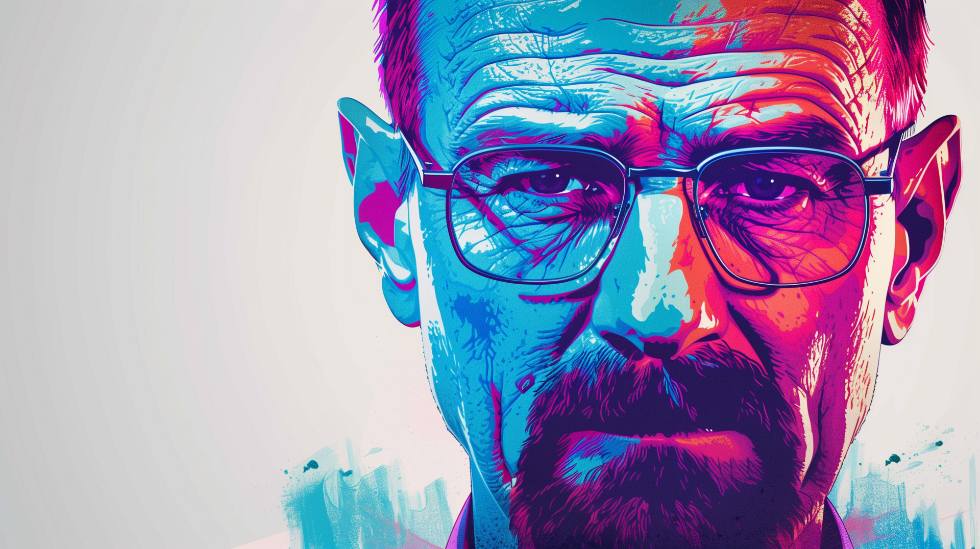 A dramatic HD wallpaper featuring Walter White from the TV show Breaking Bad, portrayed by Bryan Cranston, capturing the essence of the iconic character.