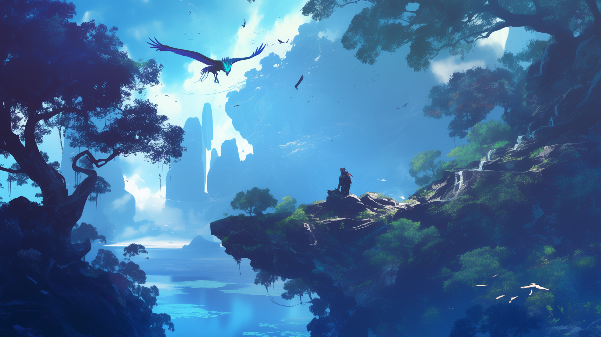 High-definition desktop wallpaper inspired by the movie Avatar, showcasing the vibrant and lush landscapes of Pandora, the enchanting planet from the film.