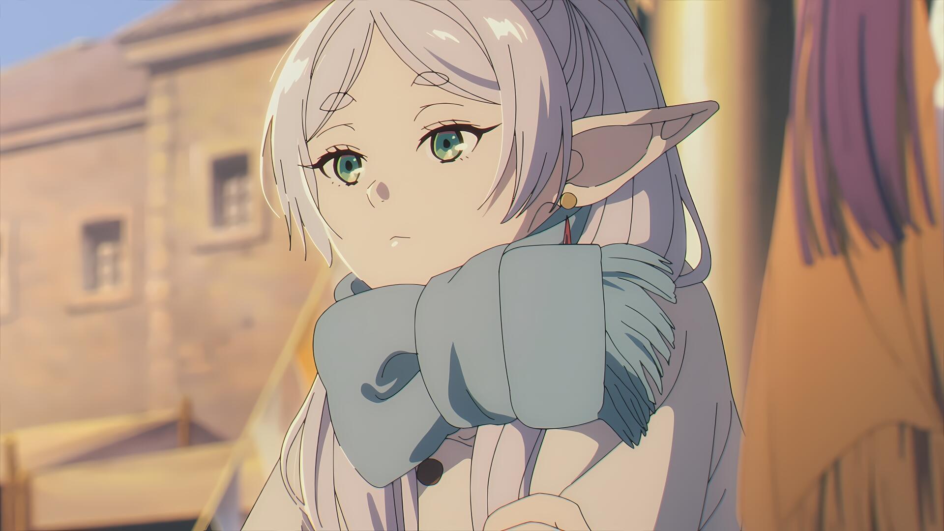 A captivating HD desktop wallpaper featuring characters from Frieren: Beyond Journey's End, showcasing the enchanting world of anime and its unique storytelling.