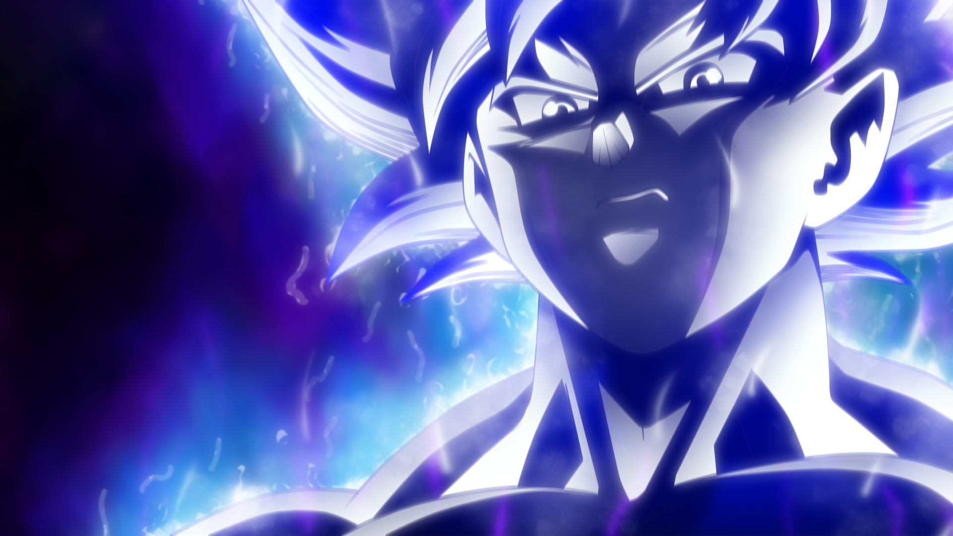 Anime-inspired 4K Ultra HD wallpaper featuring Goku in his Ultra Instinct form from Dragon Ball Super, showcasing dynamic energy and vibrant colors.
