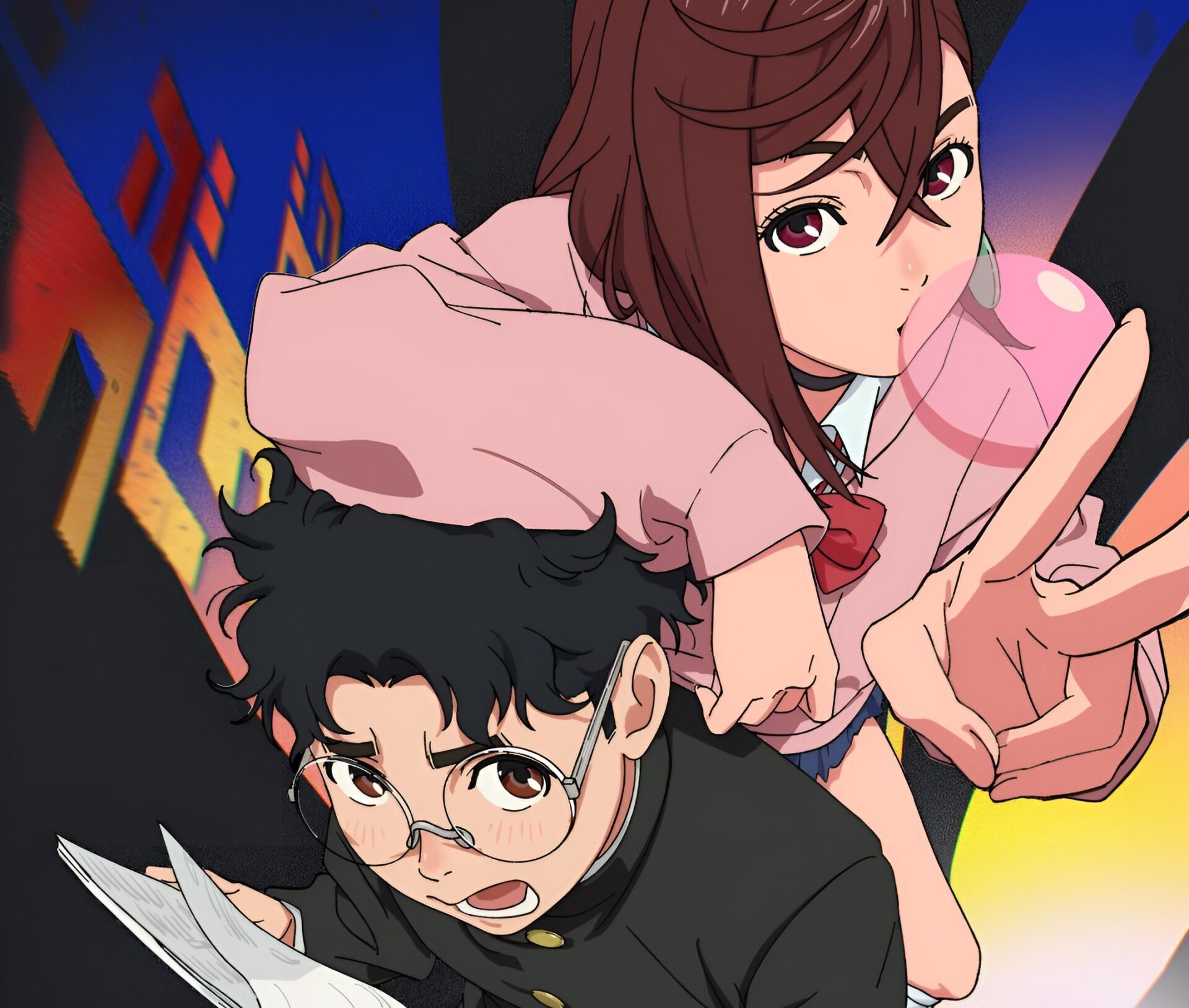 HD anime desktop wallpaper featuring Momo Ayase and Ken Takakura from Dandadan, showcasing dynamic poses with vibrant colors and detailed character art.