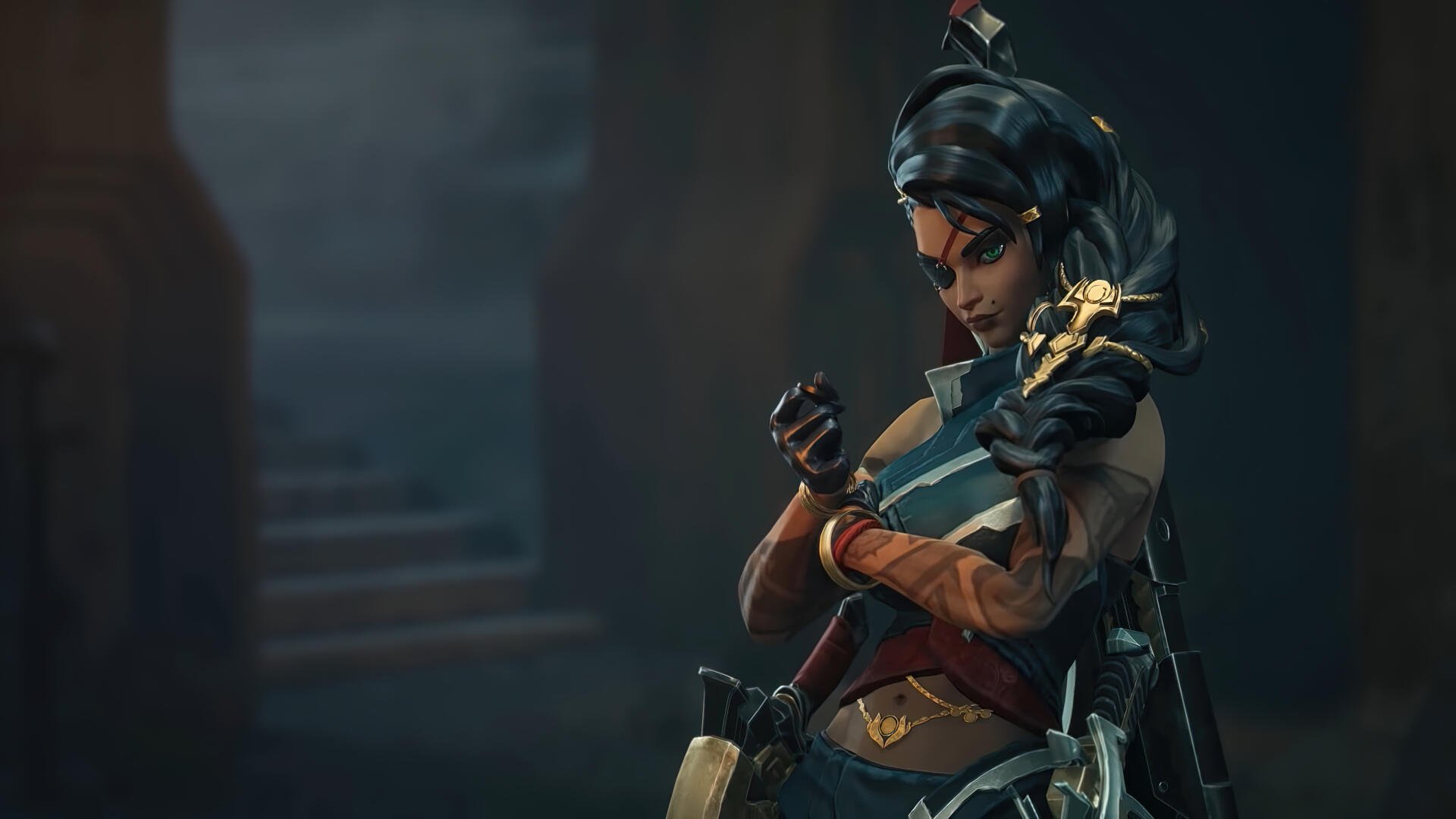 A stunning 4K Ultra HD wallpaper featuring Samira from League of Legends, showcasing her confident stance and intricate character design in a dynamic gaming setting.