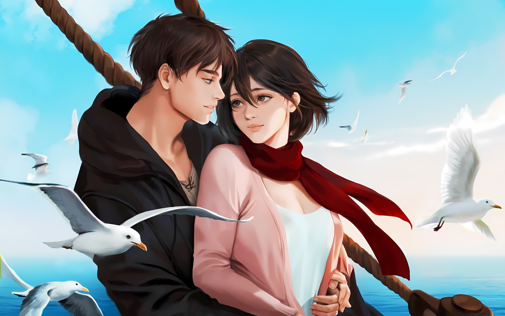 Download Attack On Titan Mikasa Ackerman Eren Yeager Love & Death Eren & Mikasa 8k Ultra HD Wallpaper